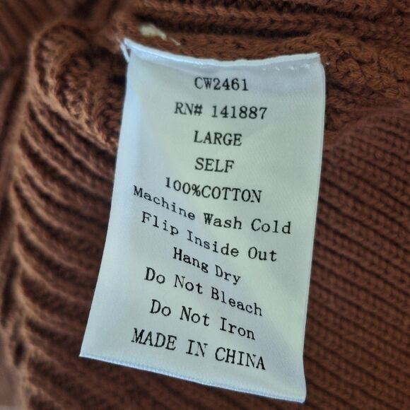 TCEC Crop Turtleneck Sweater Rust Brown Cotton L - Picture 13 of 13